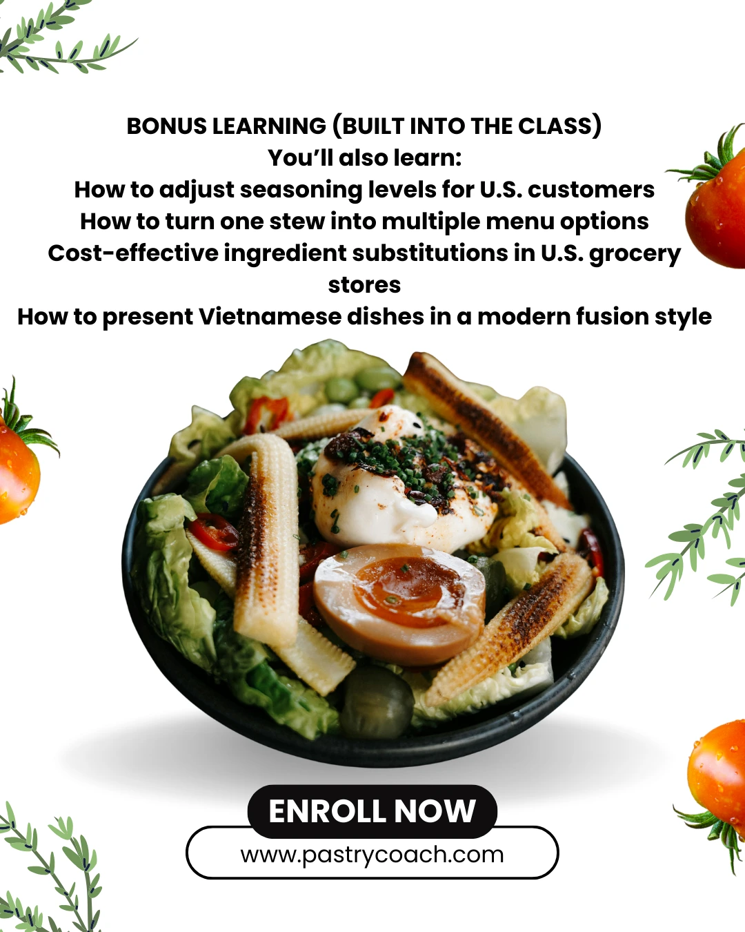 FUSION FOOD COOKING CLASS - JULLIA TRAN- PASTRY COACH