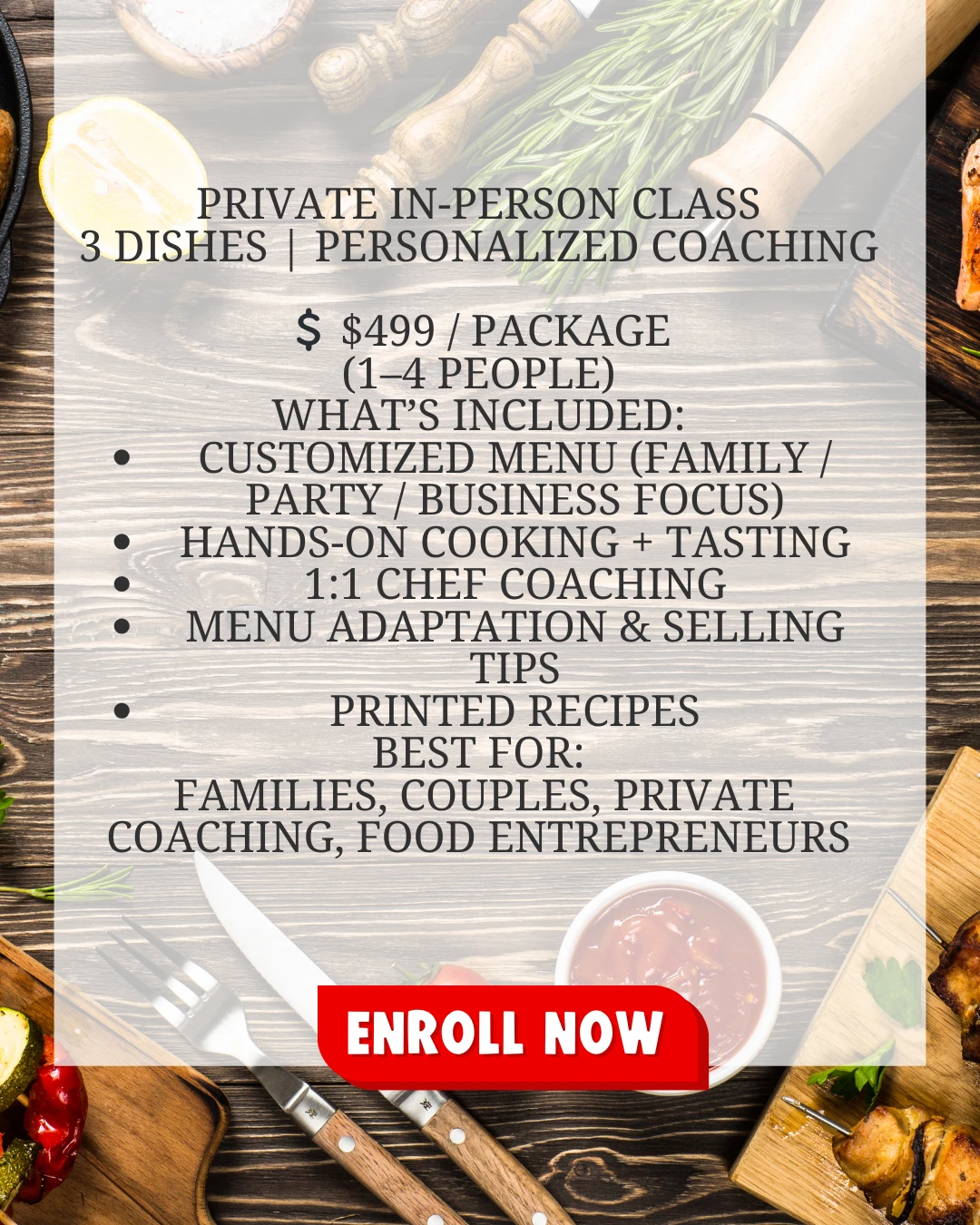 FUSION FOOD COOKING CLASS - JULLIA TRAN- PASTRY COACH