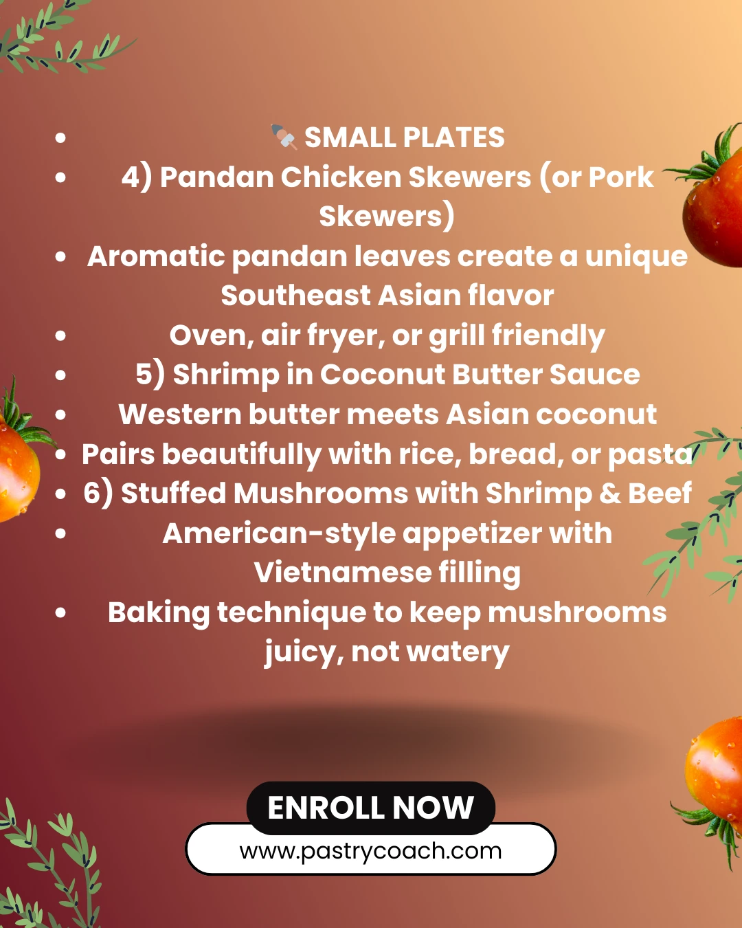 FUSION FOOD COOKING CLASS- JULLIA TRAN- PASTRY COACH