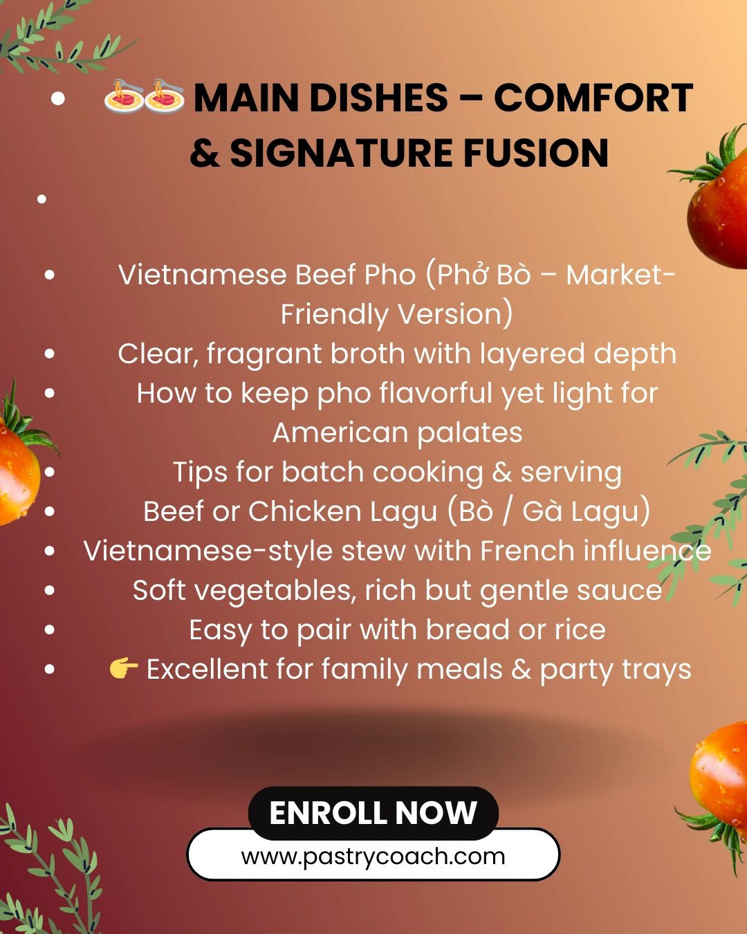FUSION FOOD COOKING CLASS- JULLIA TRAN- PASTRY COACH