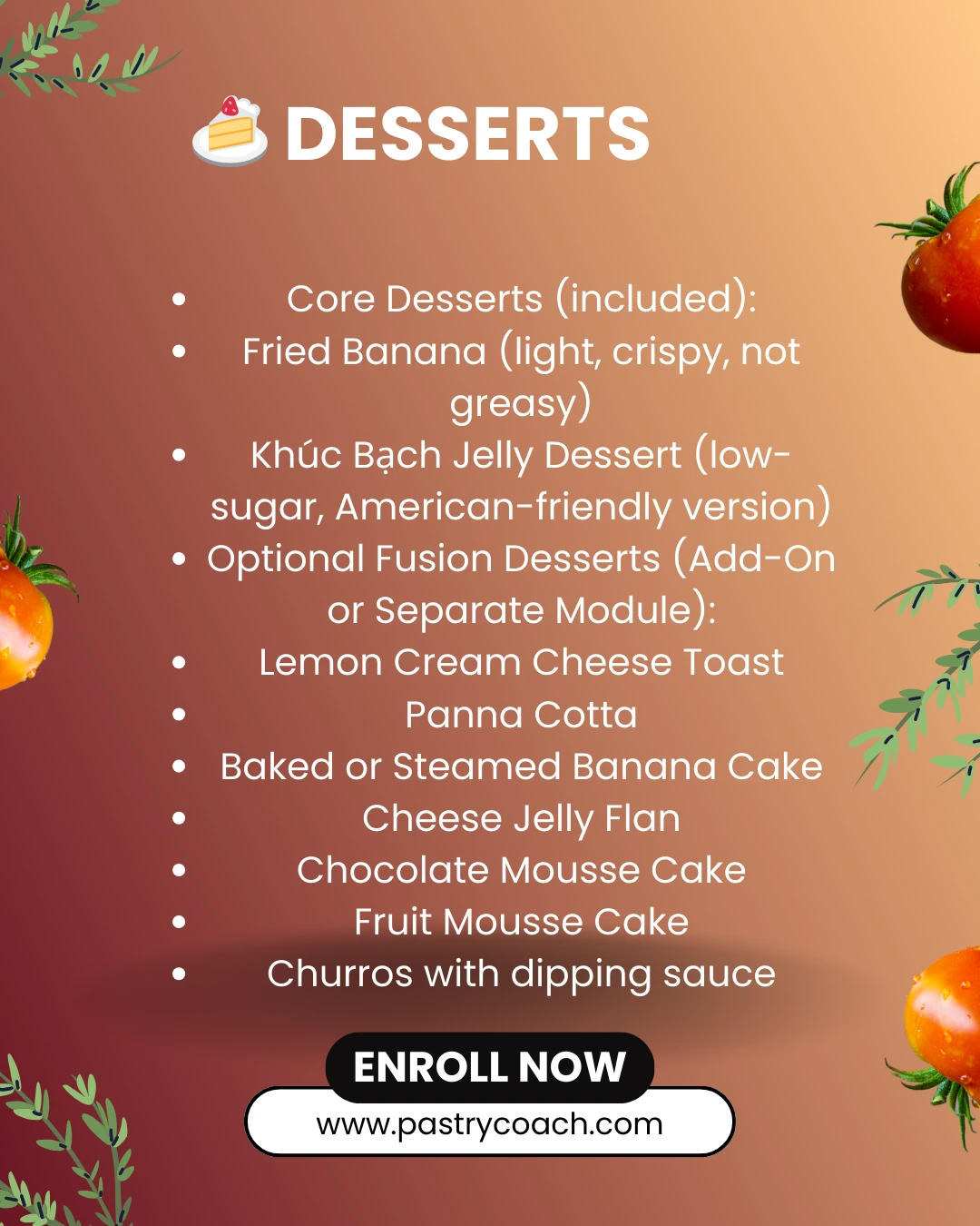FUSION FOOD COOKING CLASS - JULLIA TRAN- PASTRY COACH