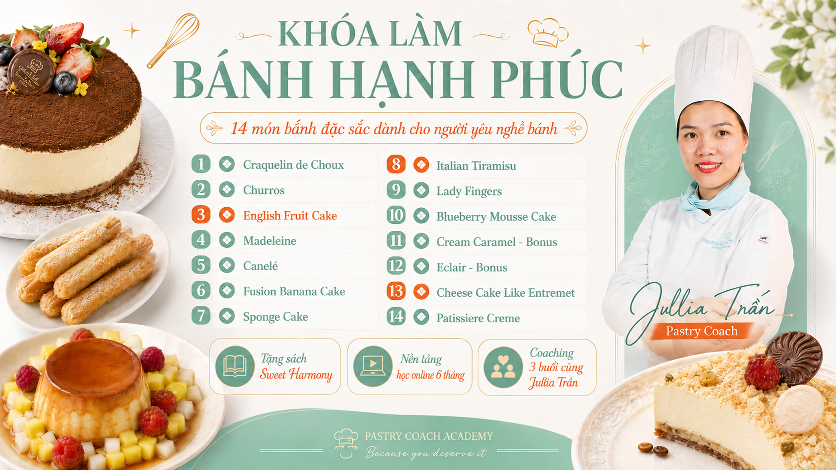 Khóa Làm Bánh Hạnh Phúc-JULLIA TRAN-PASTRY COACH