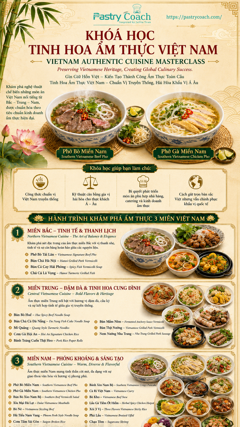 KHÓA HỌC MÓN VIỆT NAM TRUYỀN THỐNG KINH DOANH PASTRY COACH - JULLIA TRAN