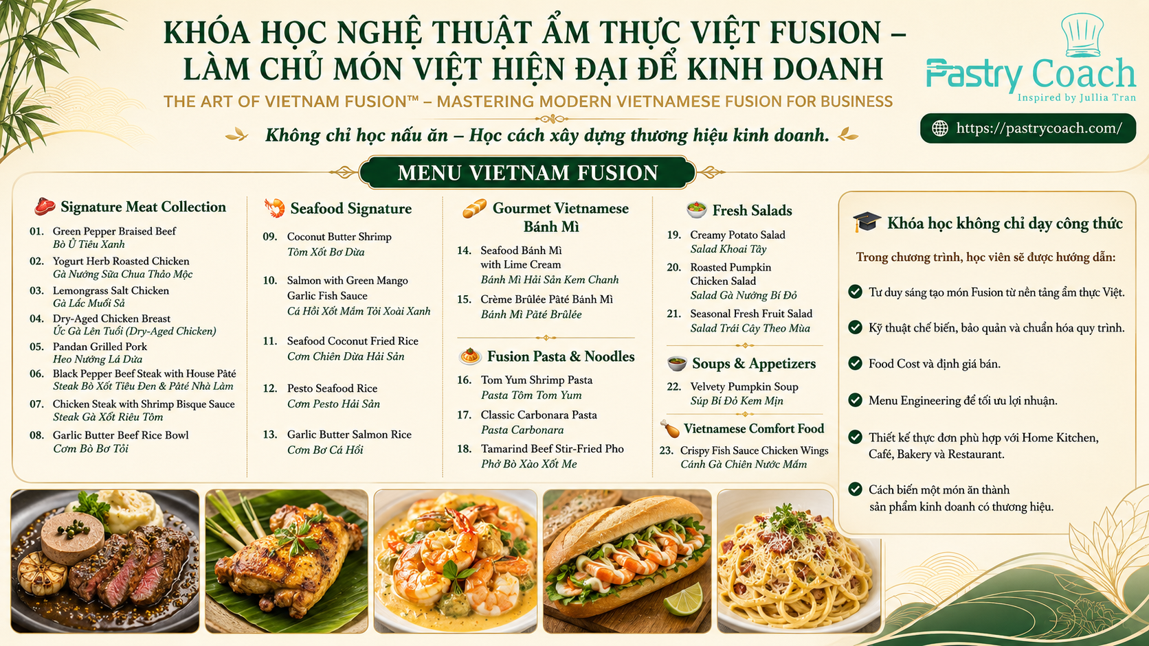 KHÓA HỌC MÓN ĂN FUSION VIET NAM KINH DOANH - PASTRY COACH - JULLIA TRAN