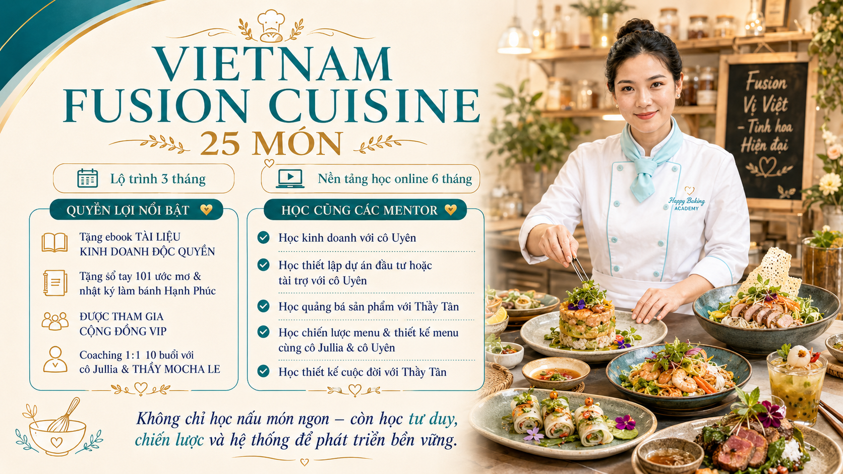 KHÓA HỌC MÓN ĂN FUSION VIET NAM KINH DOANH - PASTRY COACH - JULLIA TRAN