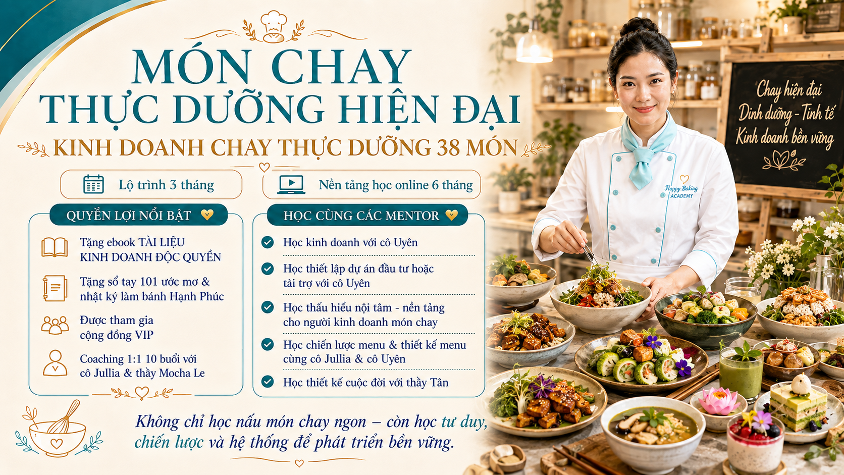 KHÓA HỌC MÓN CHAY THỰC DƯỠNG HIỆN ĐẠI - PASTRY COACH - JULLIA TRAN